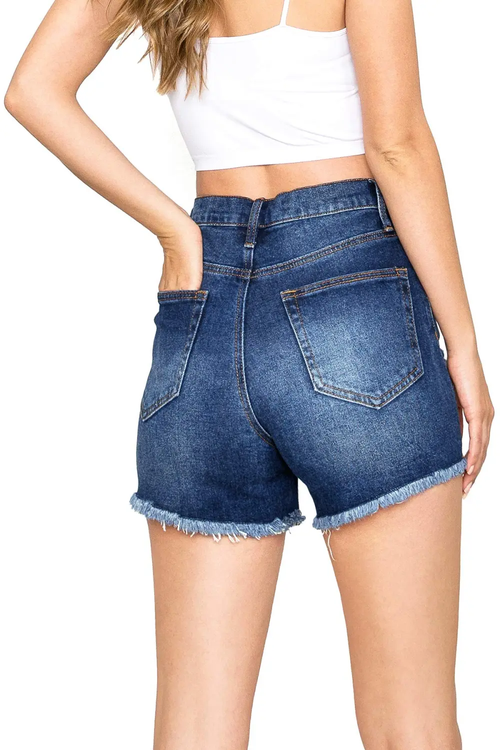 Distressed High-Rise Mom Shorts