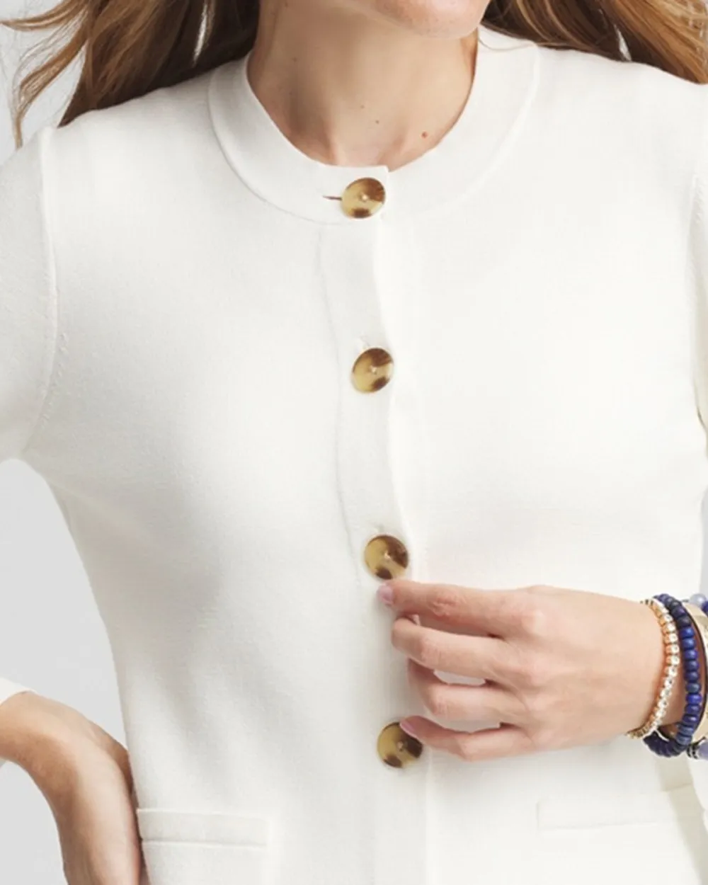 Faux Horn Button-Up Cardigan