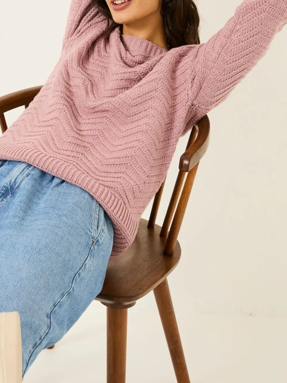 Mid Pink Jessie Textured Knitted Jumper