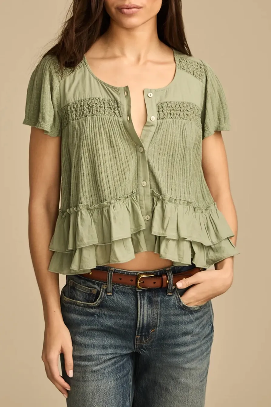 Lily Pad Smocked Lace Tee