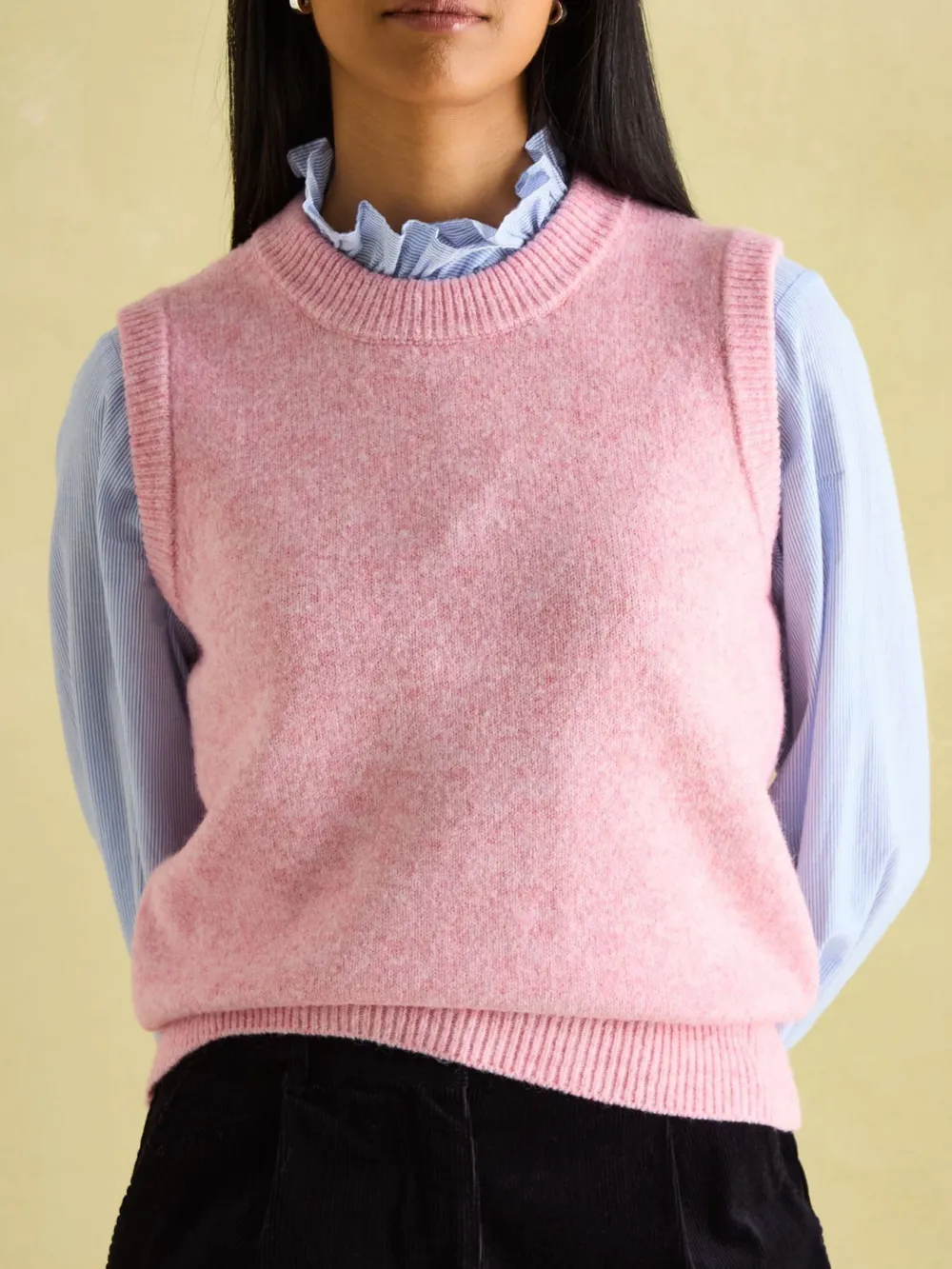 Pink Casual Style Knitted Vest