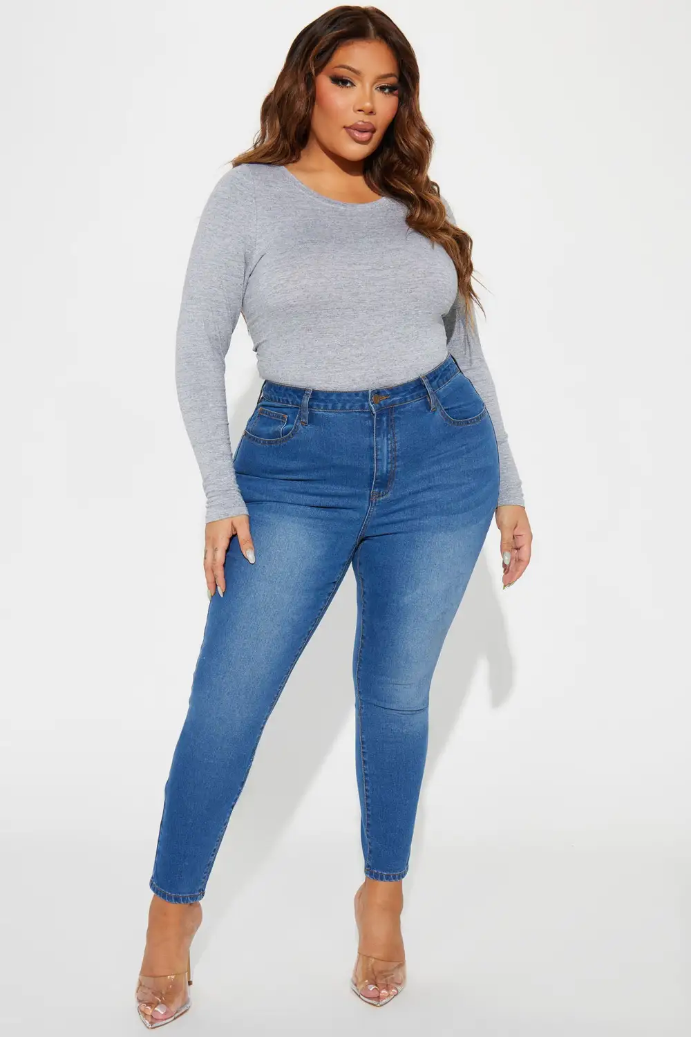 Julia Long Sleeve Top - Heather Grey