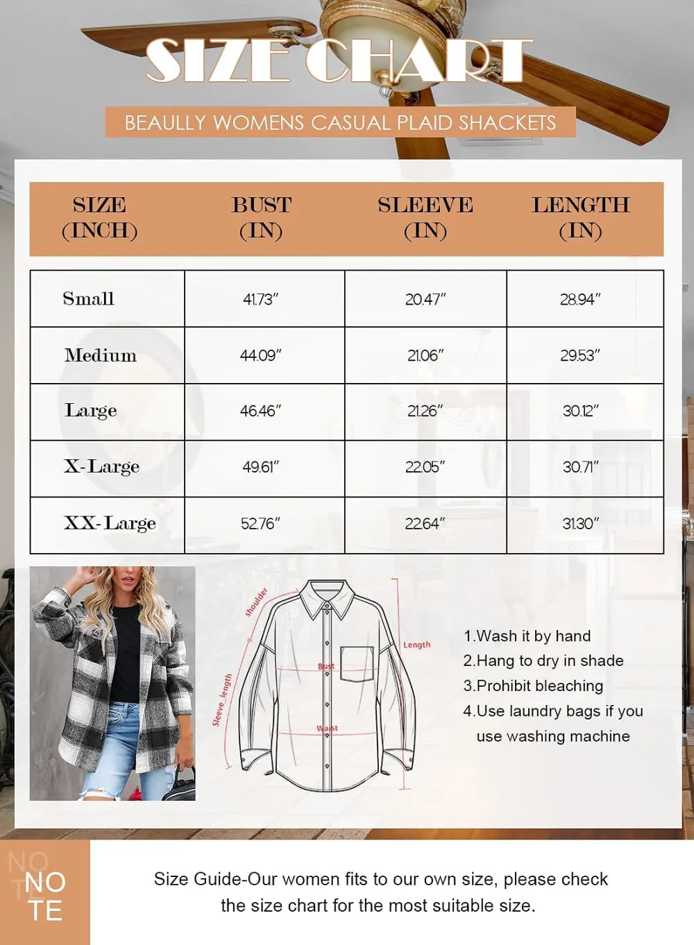 Women's Flannel Plaid Shacket Long Sleeve Button Down Chest Pocketed Shirts Jacket Coats