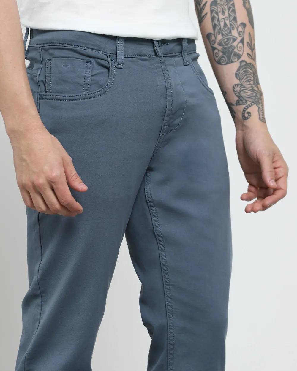 Classic Versatile And Comfortable Straight Blue Grey Jeans