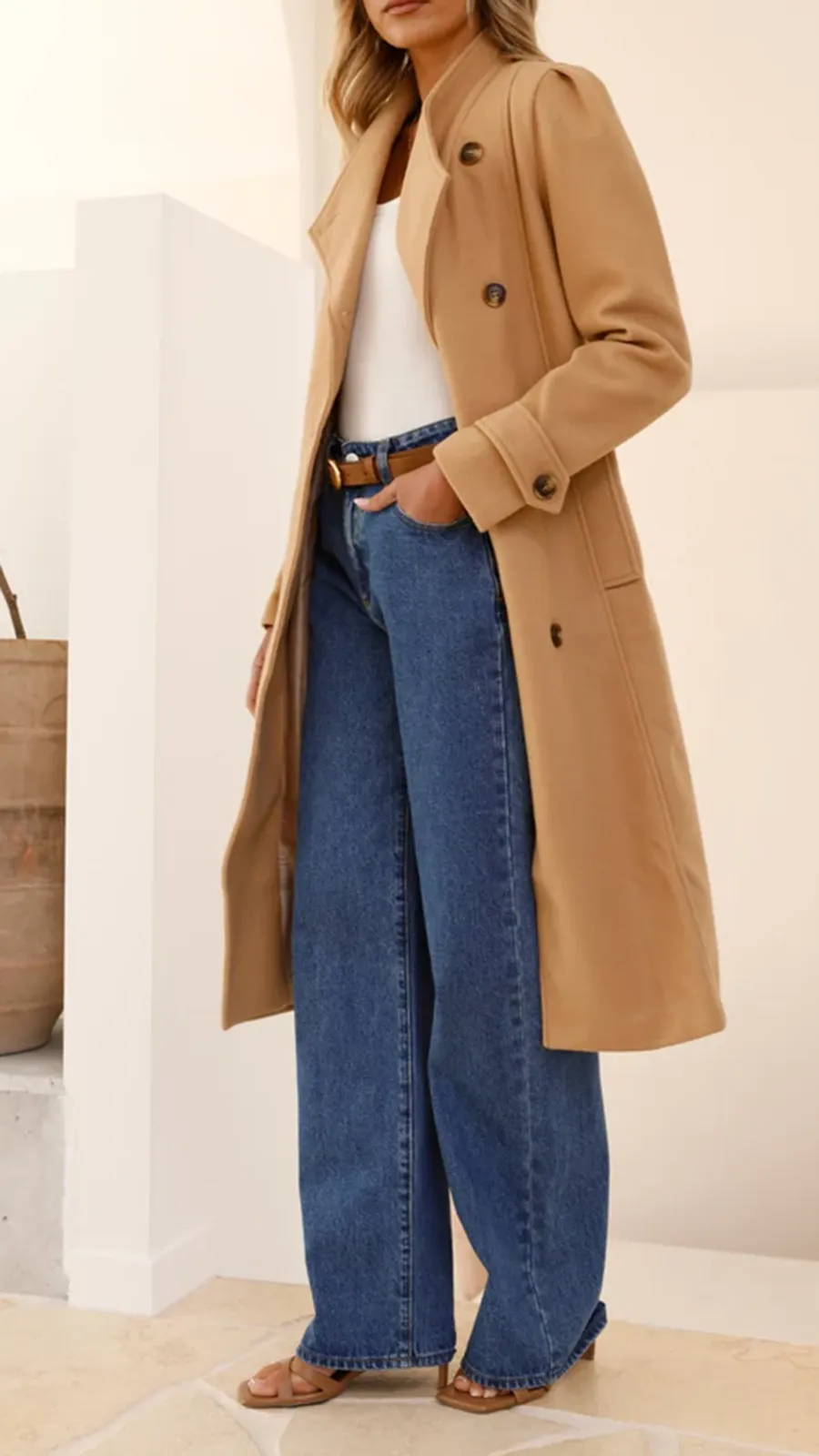 Elongated Button-Down Wool Jacket