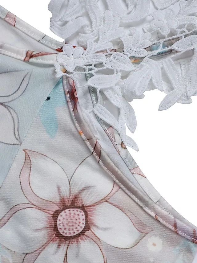 Women's Long Dress Maxi Dress Casual Dress A Line Dress Floral Dress Floral Print Ombre Fashion Casual Outdoor Daily Holiday Cut Out Print Short Sleeve V Neck Dress Regular Fit Light Yellow Black