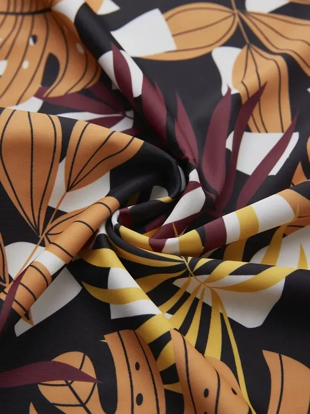 Vacation Floral Printing V neck Swimdress Two-Piece Set