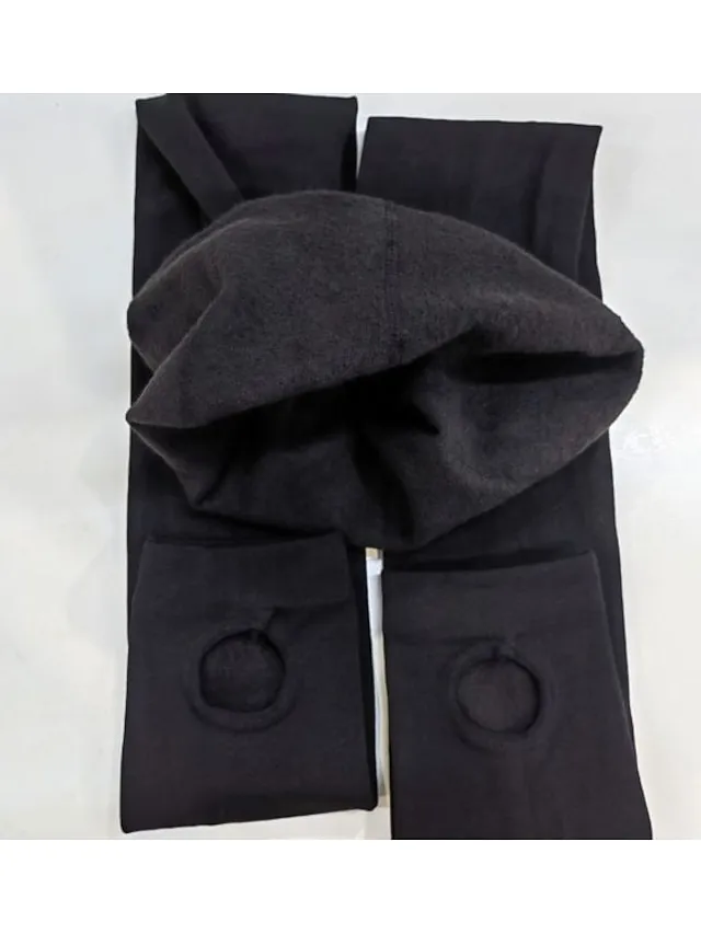 Women's Fleece Lined Leggings Green Blue Purple High Waist Classic Style Home Stretchy Full Length Thermal Warm Plain S M L XL XXL