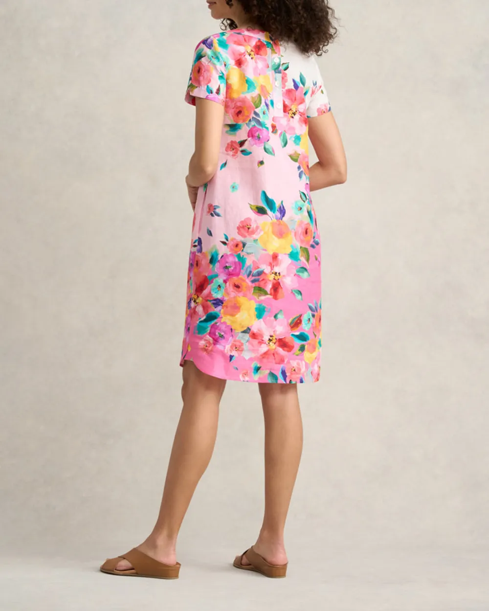 Short Sleeve Floral Print Shift Mini Dress