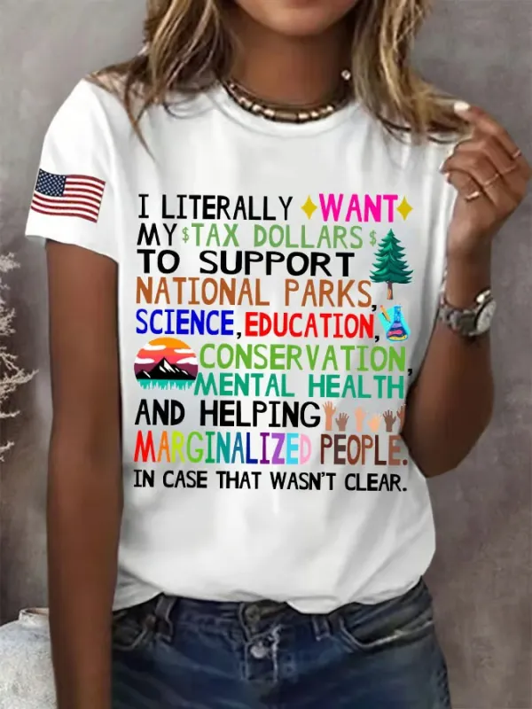 Women'S T-Shirt Women'S Support National Parks Print Round Neck T-Shirt