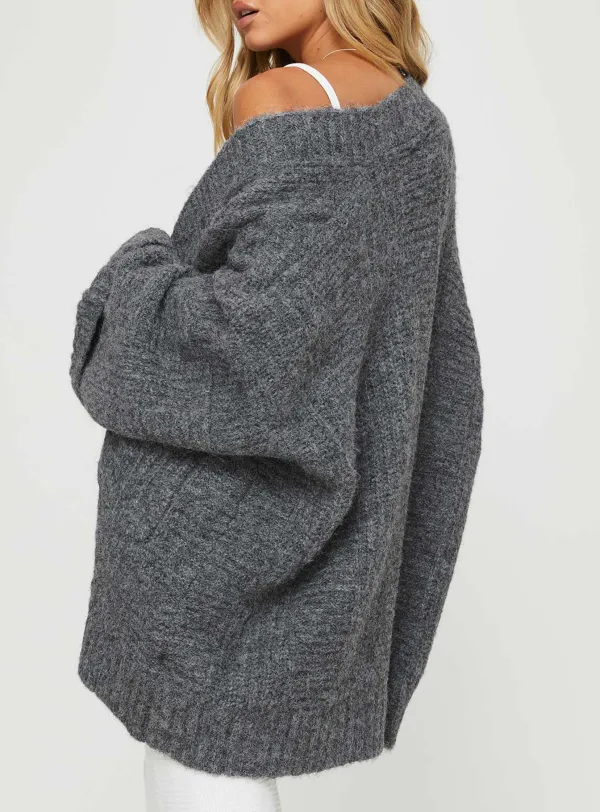 Wide Sleeves Cable Knit Cardigan