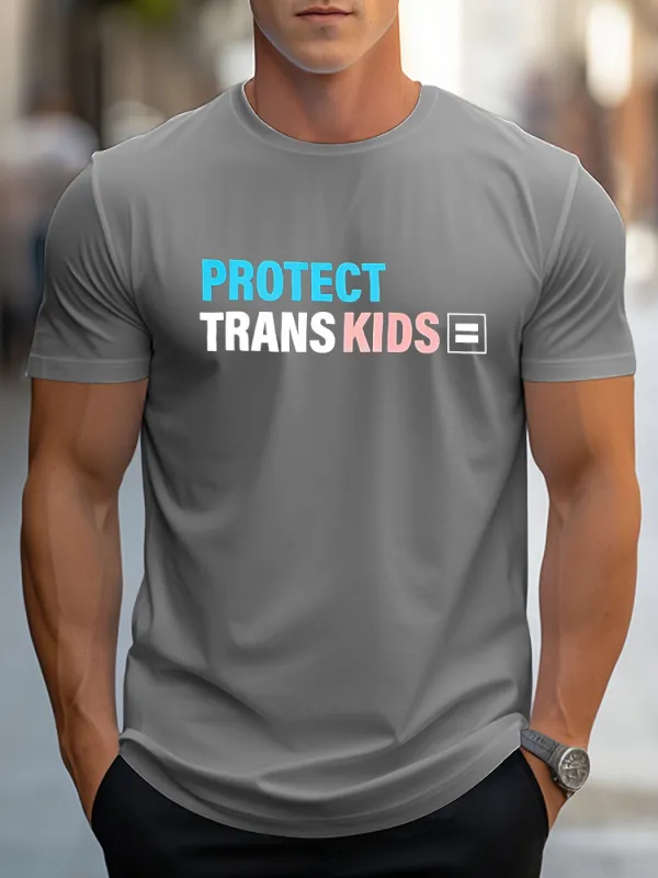 Pure Cotton Round-Neck Short-Sleeved Shirt Protect Trans Kids T-Shirt