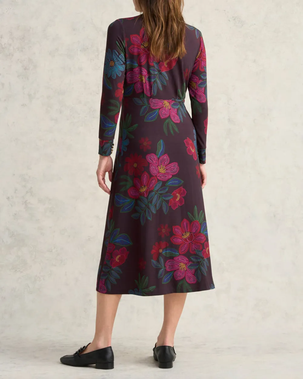 Printed Jersey Midi Dress