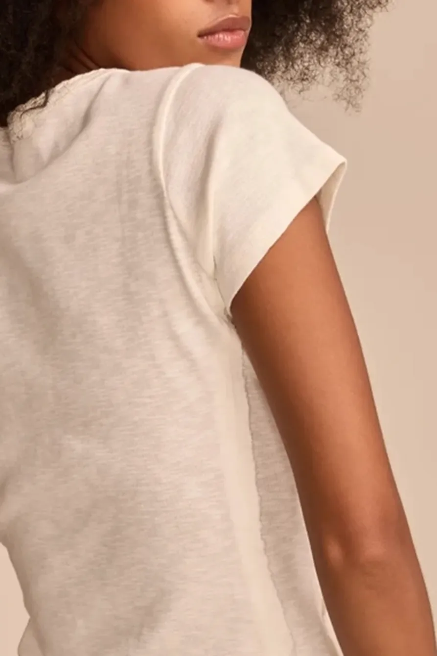 Whisper White Crochet Trim Short Sleeve Henley