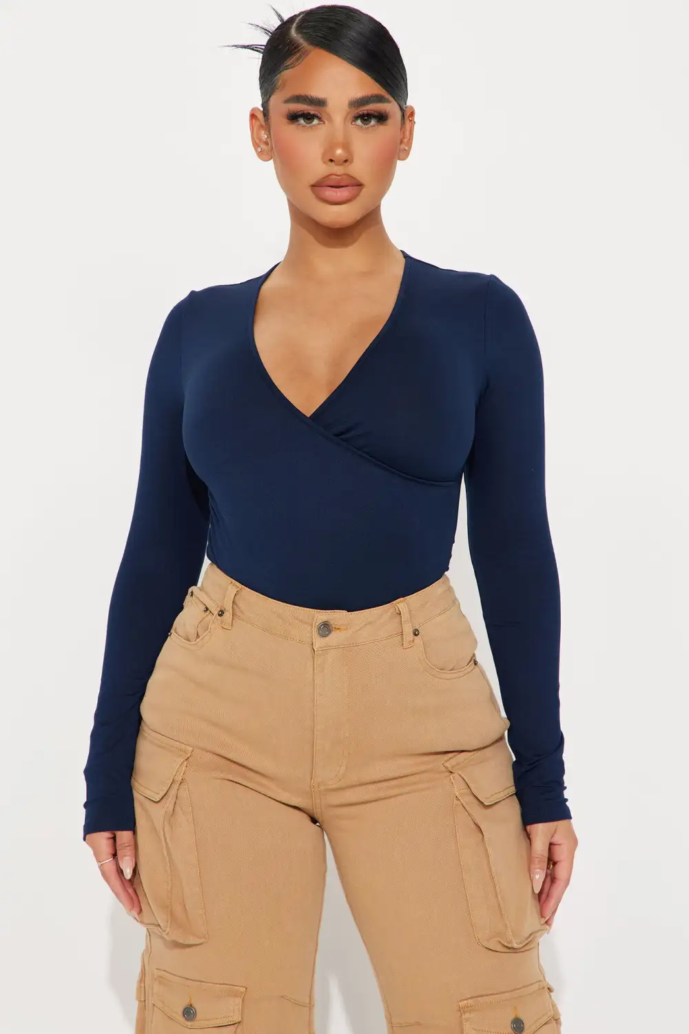 Bonnie Surplice Bodysuit - Navy