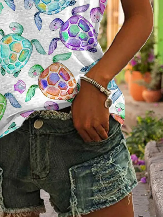 Sea Turtle Print T-shirt