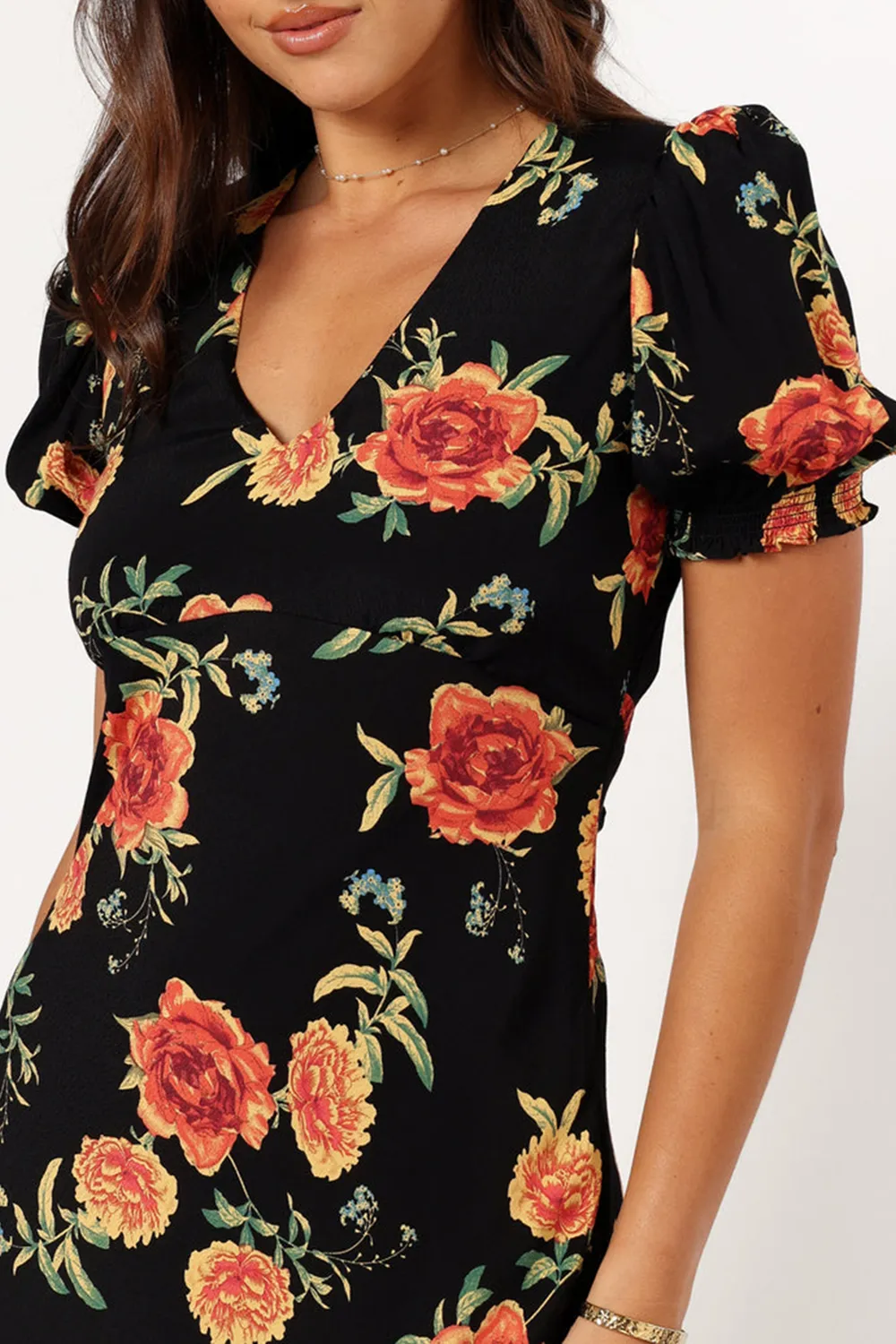 SUNSET FLORAL MIDI DRESS