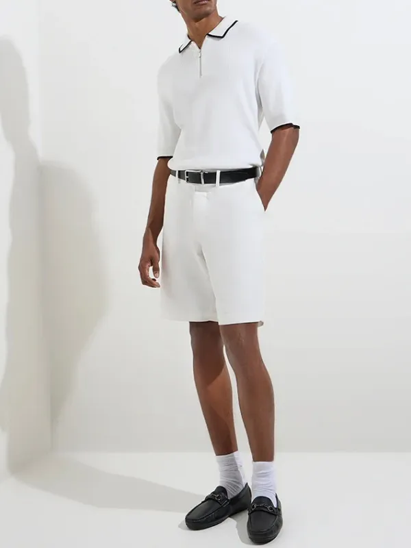 Knitted Loose Cotton-Blend Polo T-Shirt
