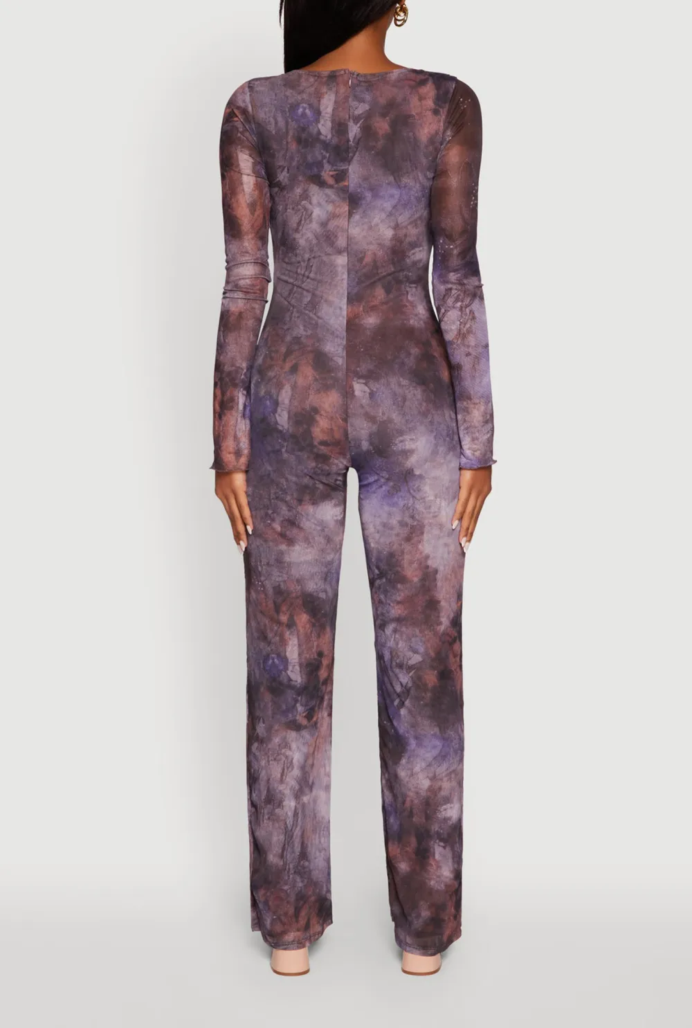 Full Printed Deep V-Neck Jumpsuit