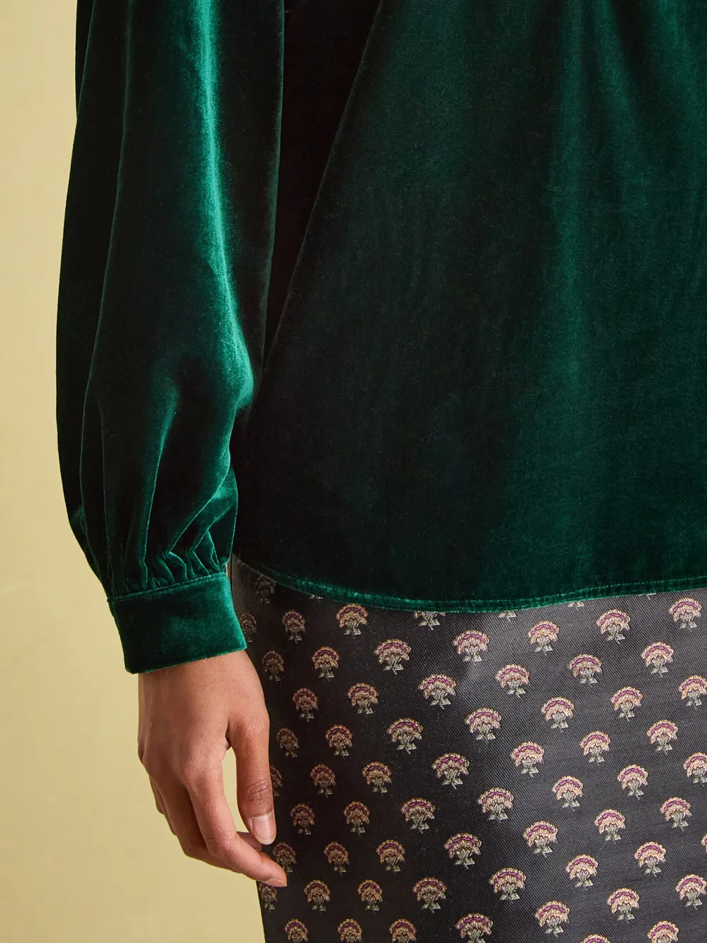 Medium Stretch Green Velvet Blouse