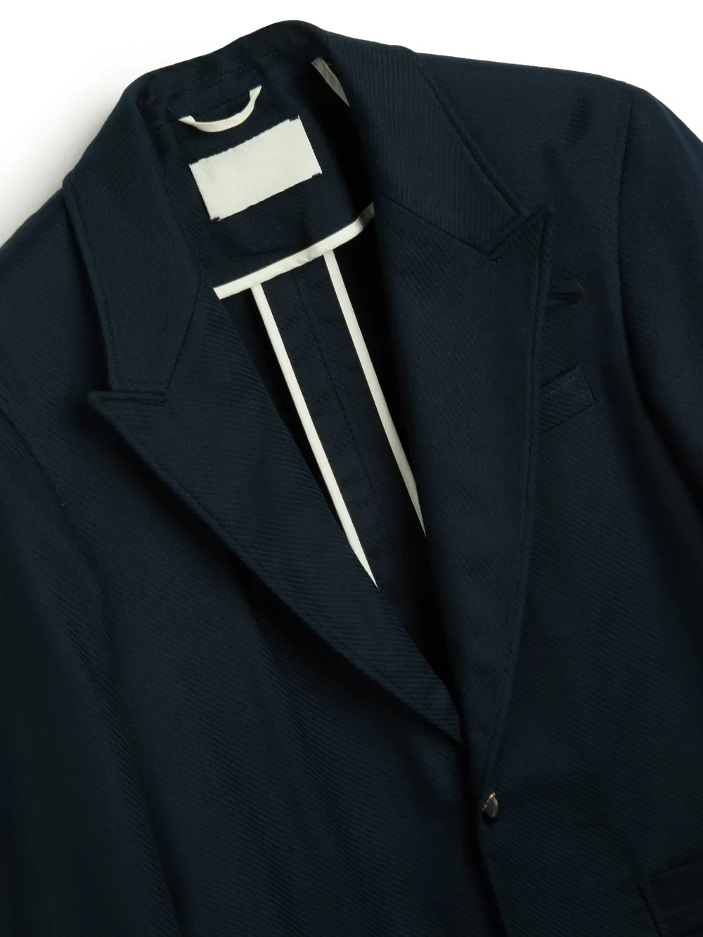 Navy Lapel Linen-Cotton Blazer
