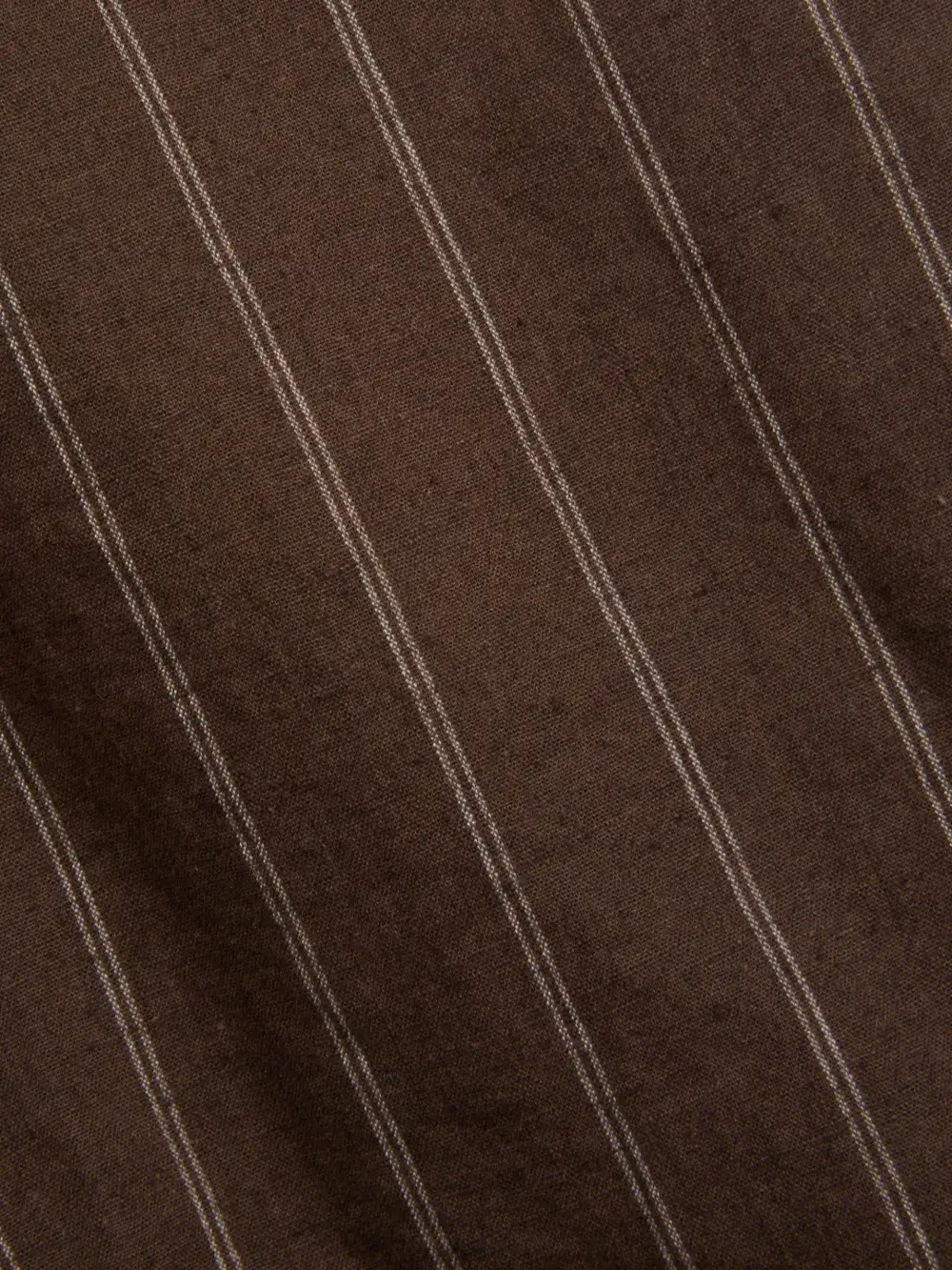 Brown Short Sleeve Cotton-Linen Shirt