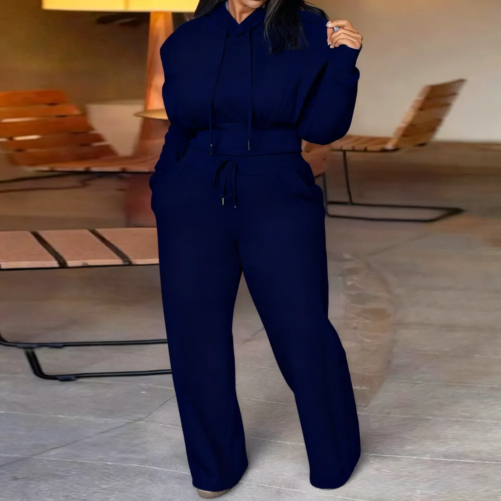 ⏰ LAST DAY PROMOTION | 16 SETS ONLY TODAY!Hooded Long Sleeve Sweatshirt and Casual Wide Leg Sweatpants Set