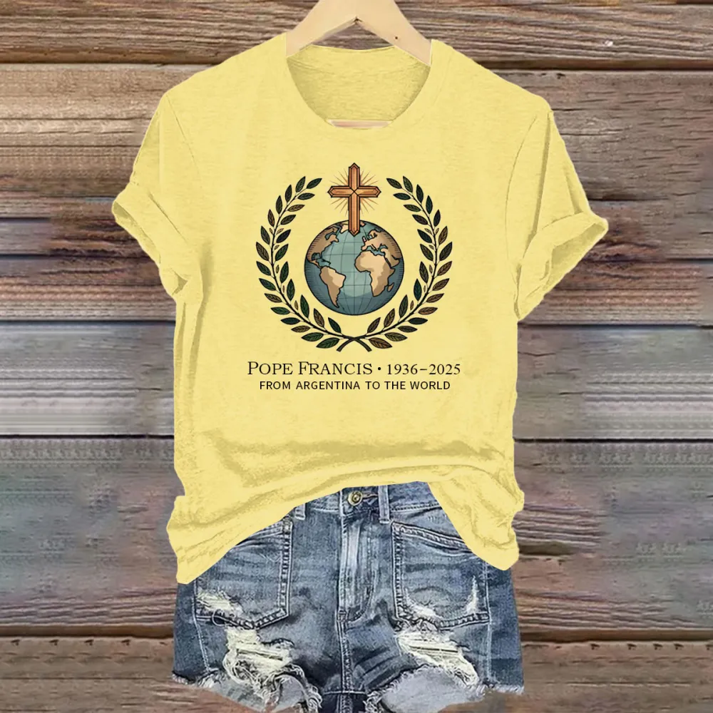 Women's PF 1936-2025 From Argentina To The World Print Short Sleeve Round Neck Cotton T-Shirt