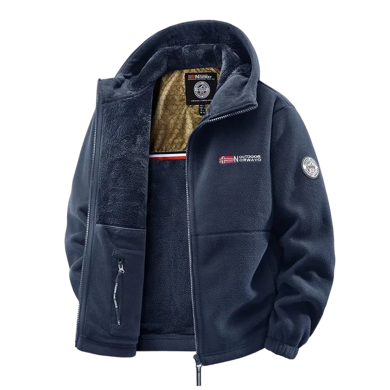 Men'S Outdoor Heavyweight Fleece Jacket&Men's Winter Outdoor Sports Fleece Pants-2 price set - Double-Sided Warm Hooded Coat With Full Zip, Multi Pockets & Machine Washable Polyester For Camping Hiking Casual Wear