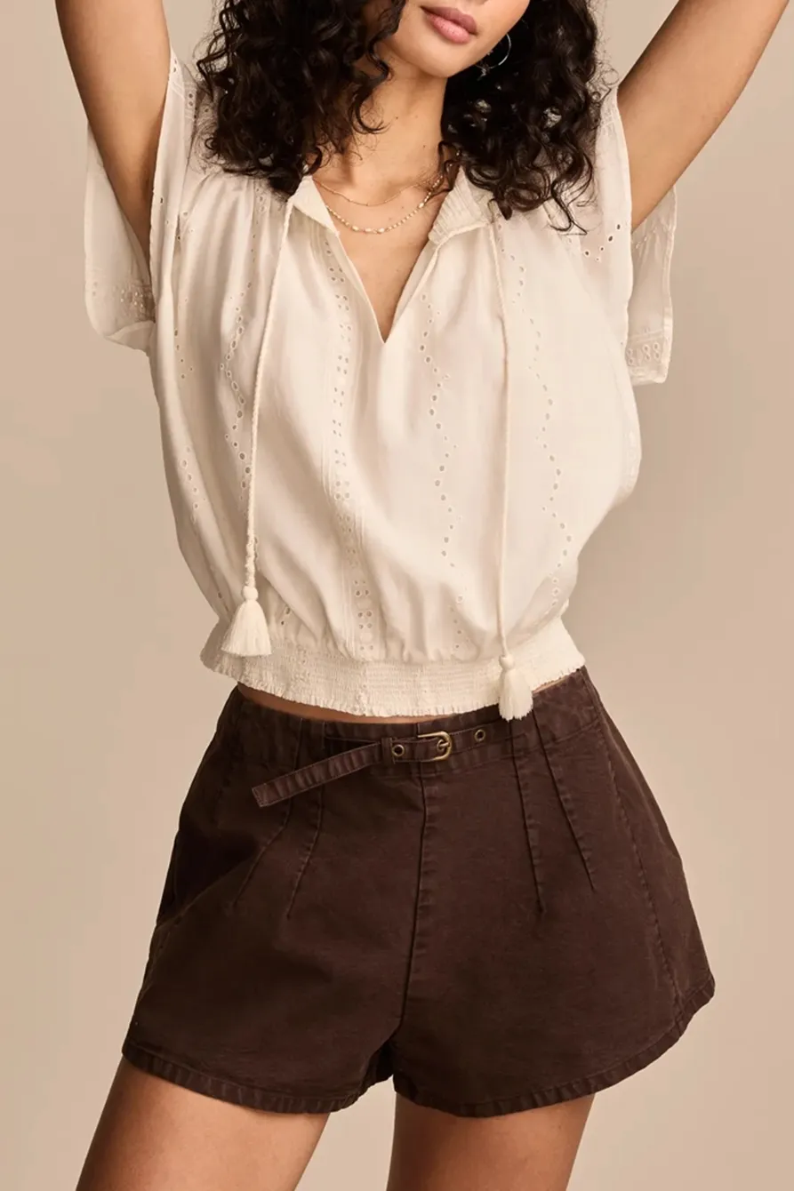 Tofu Smocked Hem Blouse