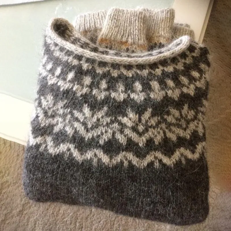 Vintage Floral Icelandic Knit Cozy Pullover Sweater