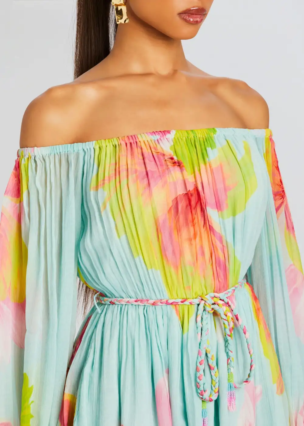 Off The Shoule Colorful Romper
