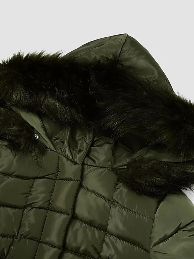 Women's Winter Jacket Puffer Jacket Hoodie Jacket Outdoor Street Daily Winter Fall Long Coat Regular Fit Windproof Warm Sports Streetwear Casual Jacket Long Sleeve Solid Color Rust Red caramel