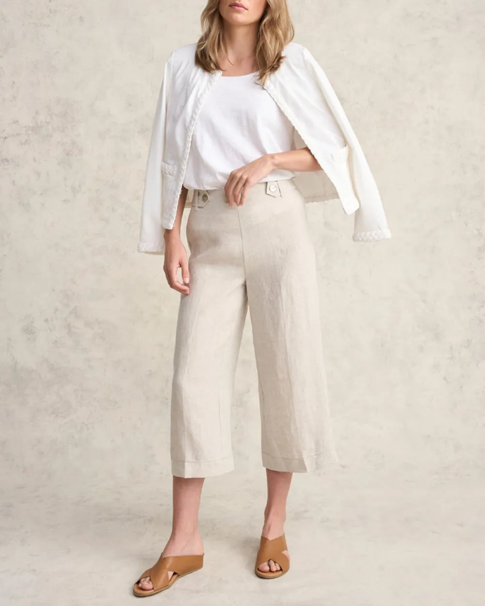 Mid Waist Linen Pants