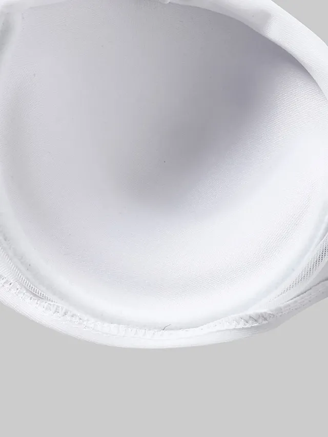 Women's Swimwear Bikini 2 Piece Normal Swimsuit Ruched 2 Piece Open Back Sexy Pure Color Black White Yellow Pink Red Padded Strapless Bathing Suits New Vacation Beach Wear