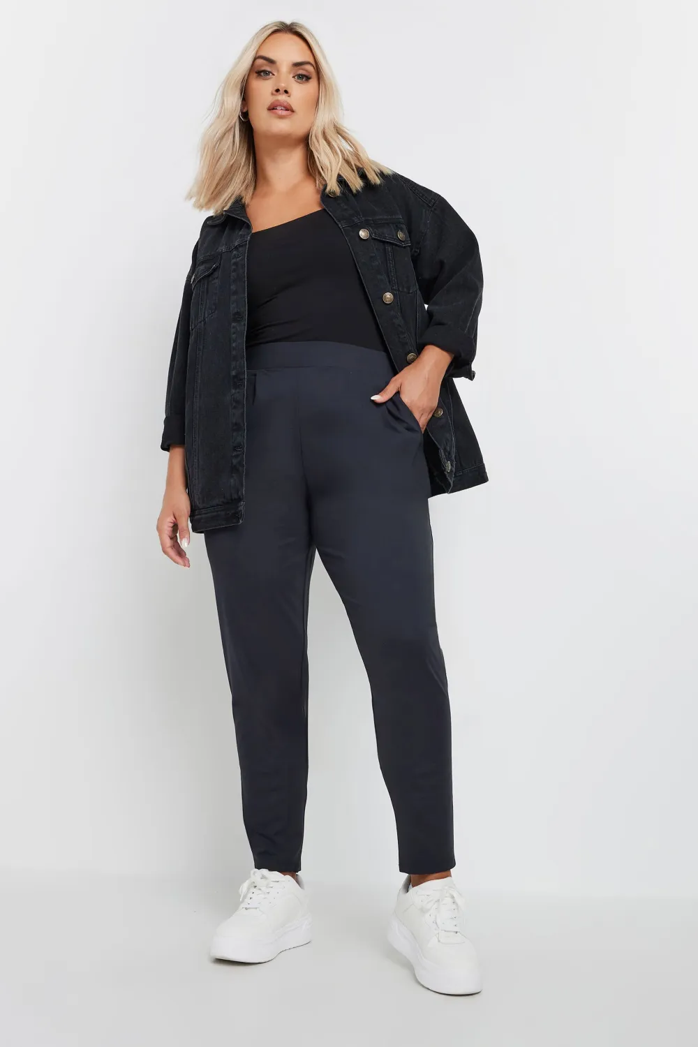 YOURS Curve Navy Blue Stretch Joggers