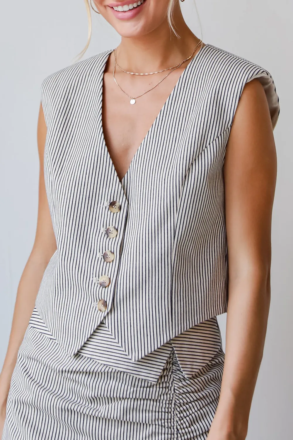 Booked And Busy Natural Striped Vest