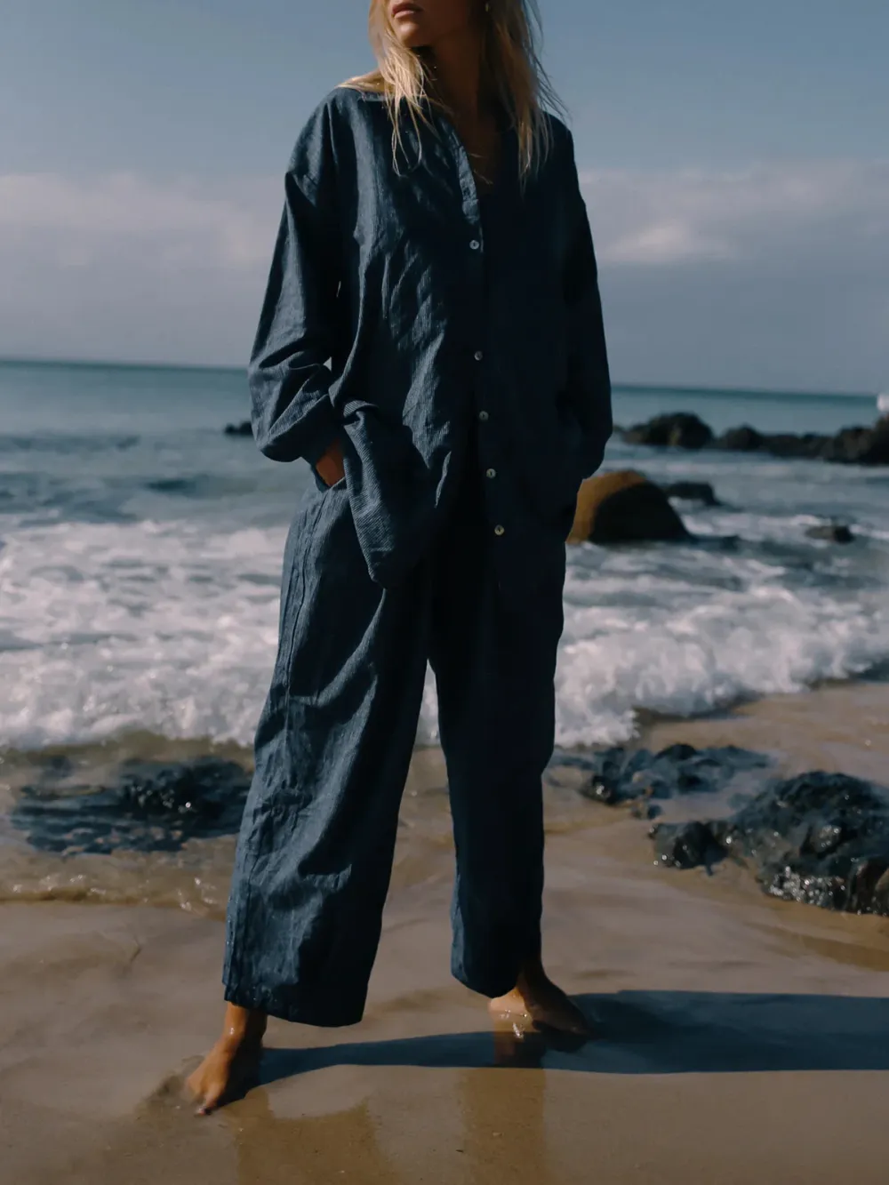 Casual Style Pant Navy Pinstripe Navy