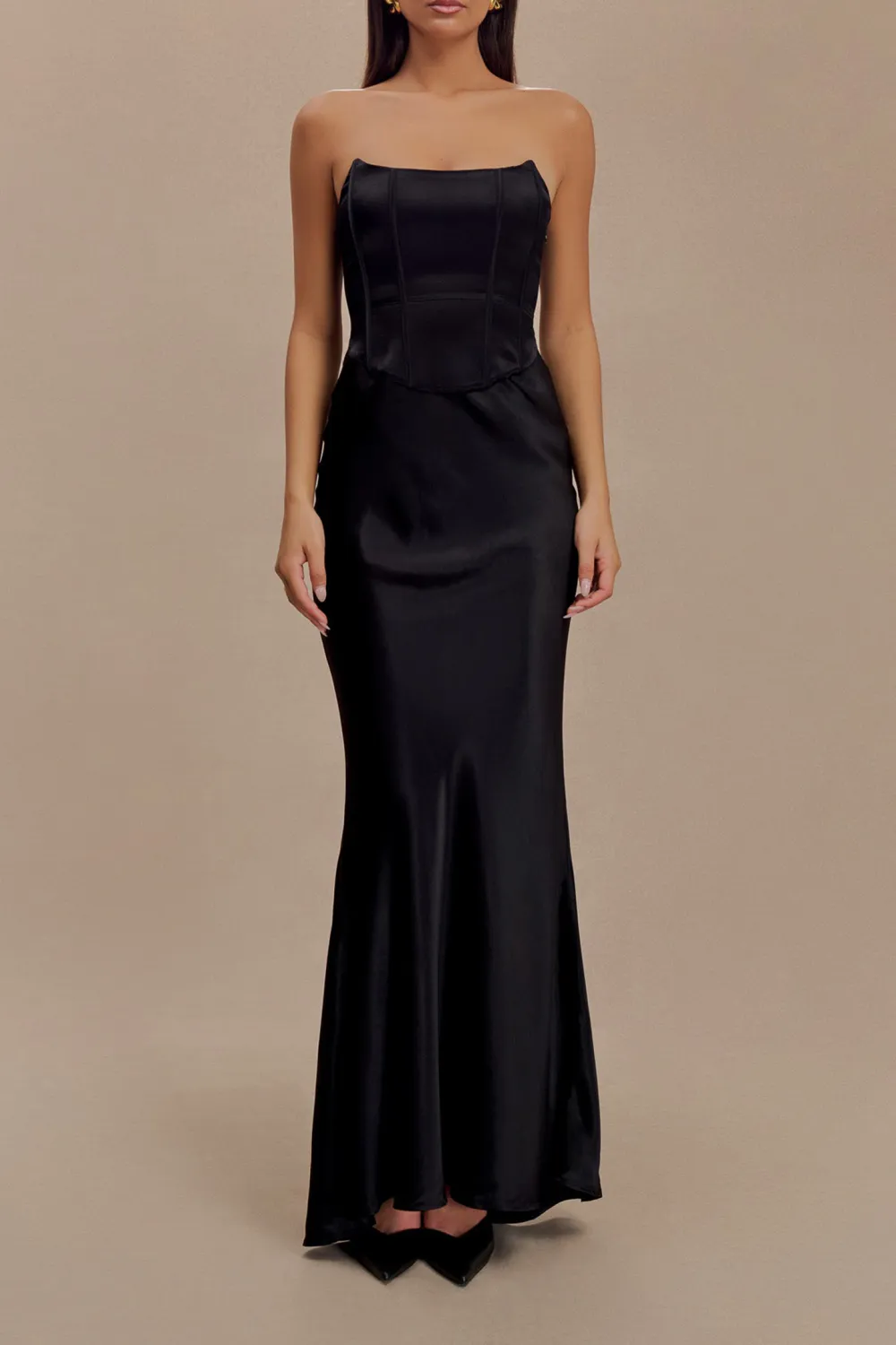 Satin Strapless Maxi Dress