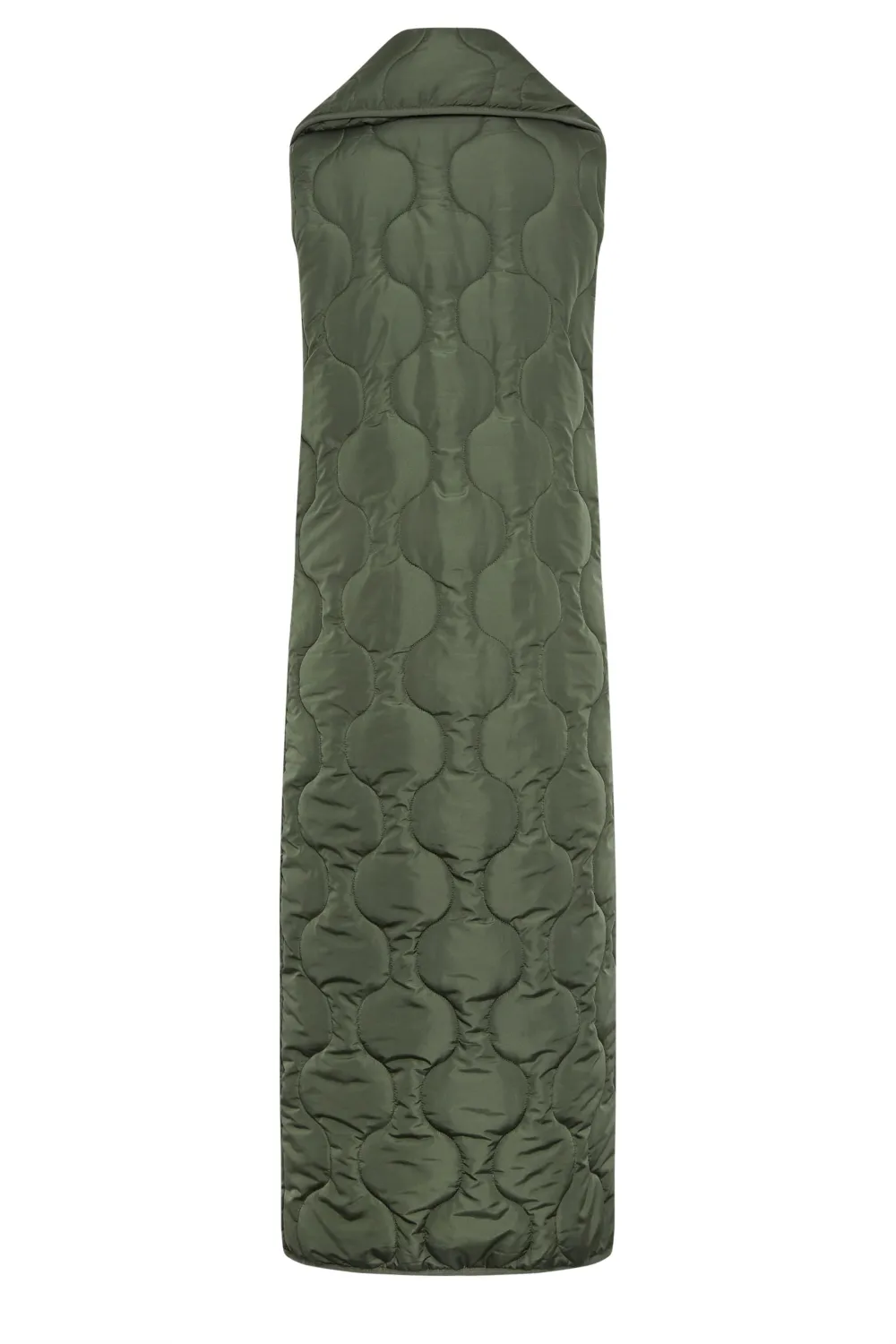 LTS Tall Olive Green Funnel Neck Quilted Longline Gilet