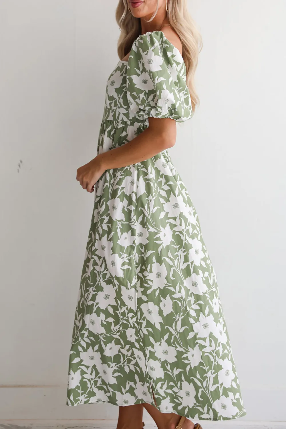 Modern Sweetheart Sage Floral Maxi Dress