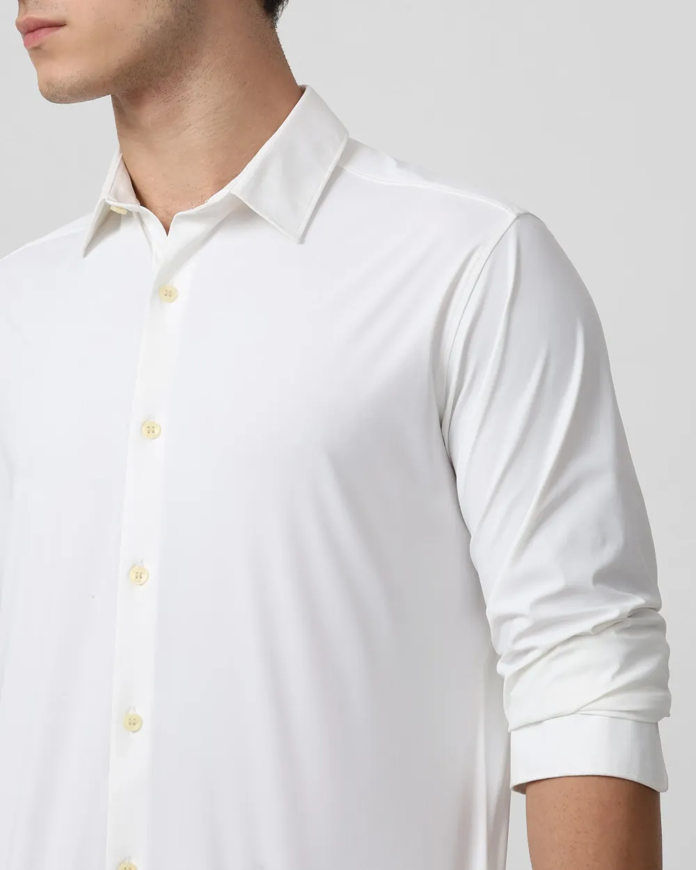 Leisure Soft And Comfortable Slim-Fit Dark White Shirt