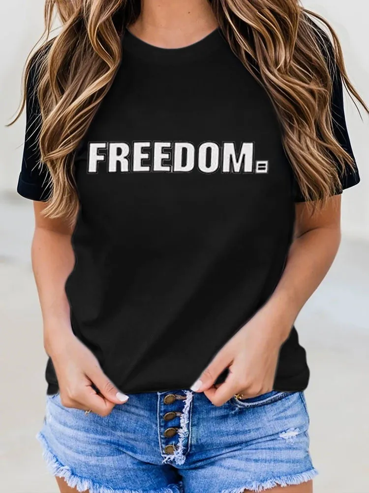 Freedom T-Shirt Pure Cotton Round-Neck Short-Sleeved Shirt