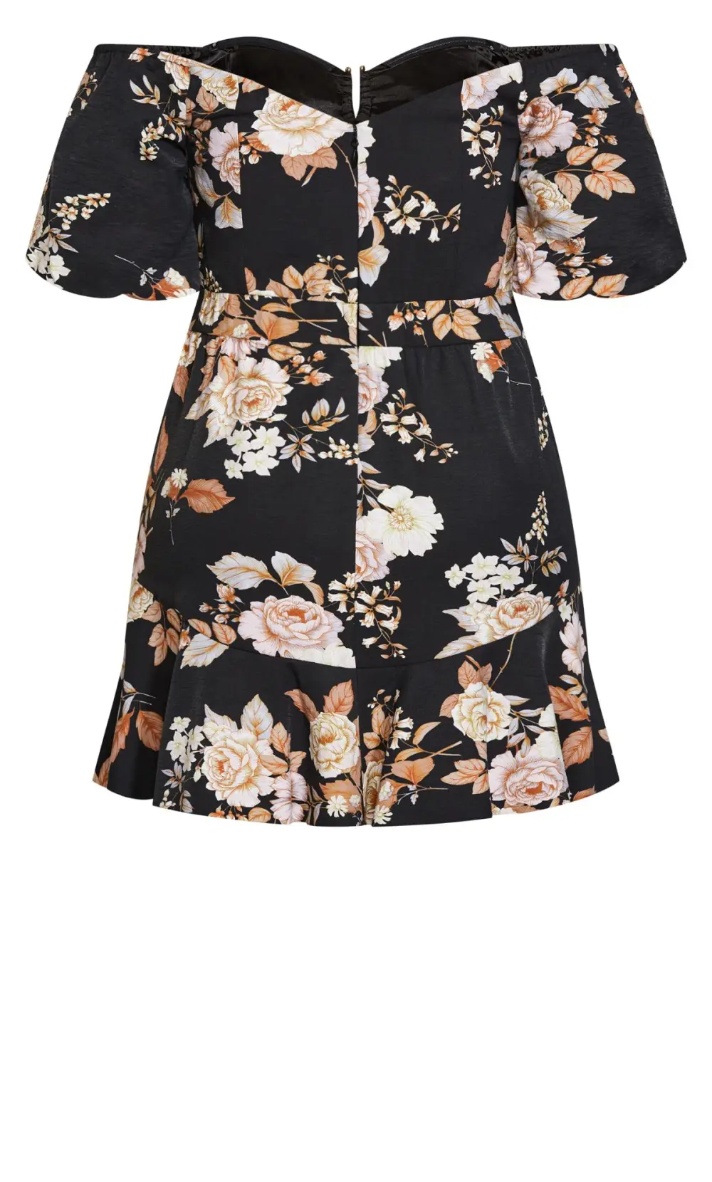 Evans Black Floral Print Bardot Smock Dress