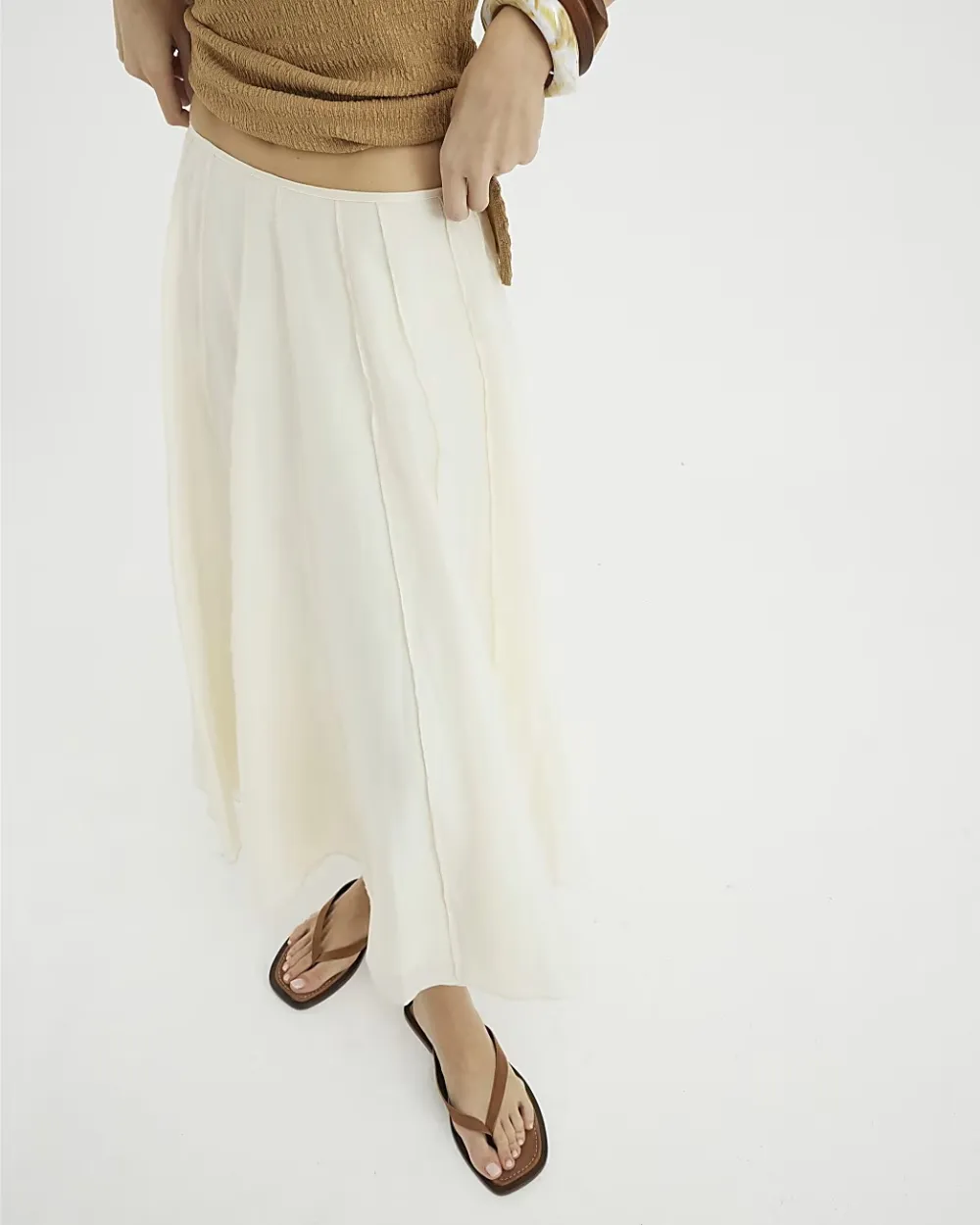Elegant Cream Soft Ladies Skirts