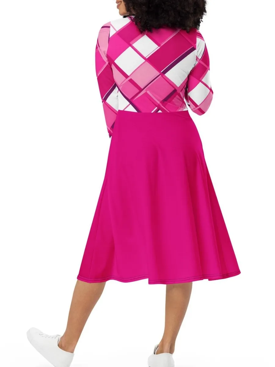 Casual Plaid Long Sleeve Dress