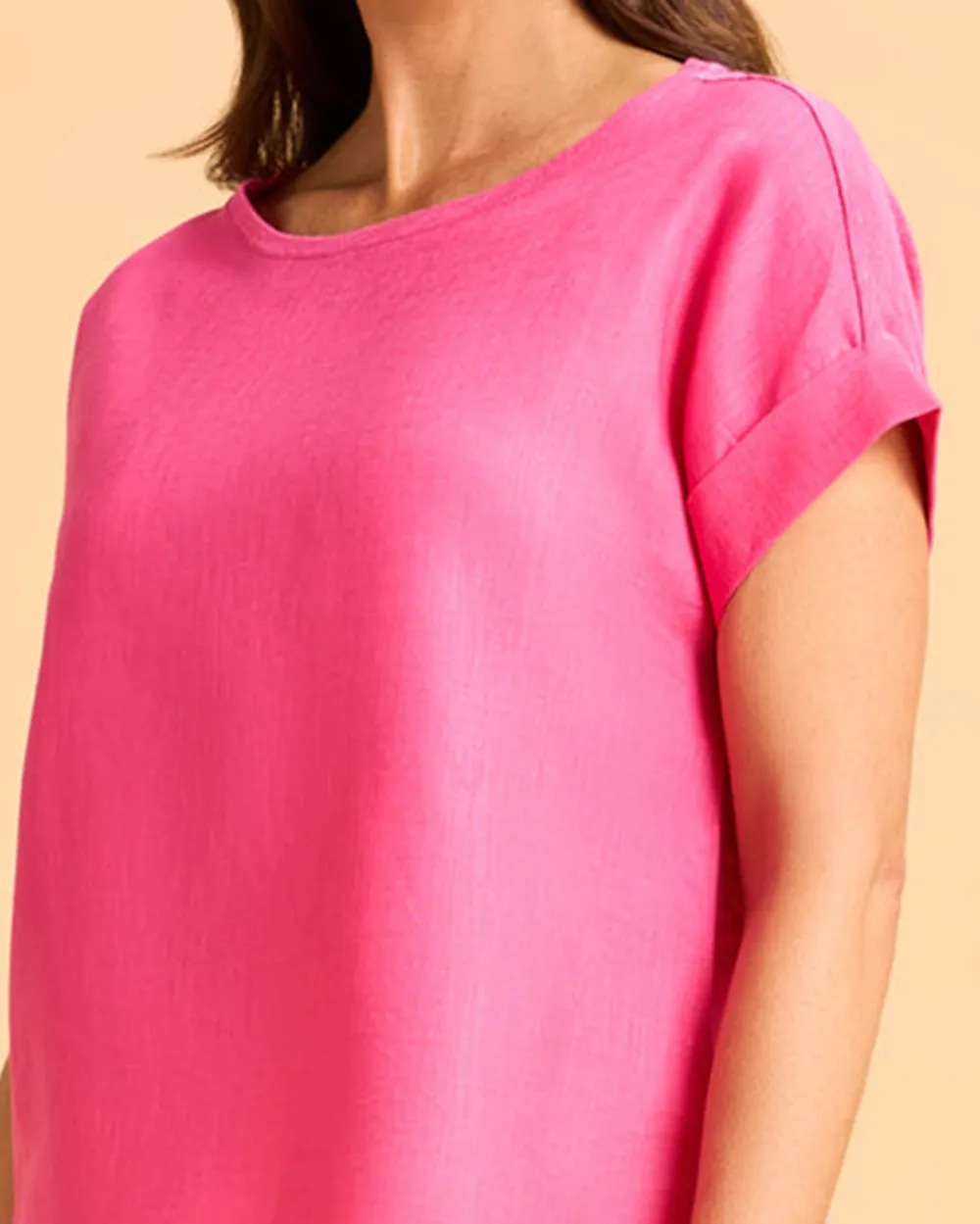 Loose Fit Short Sleeve Linen Top