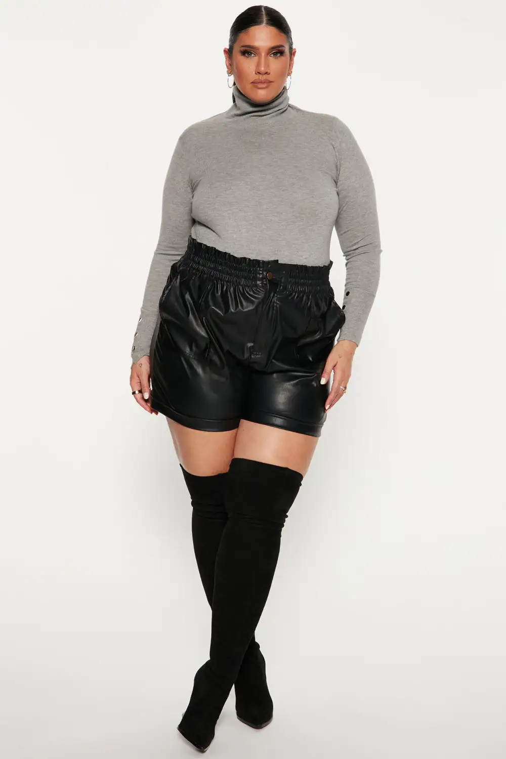 Meet Me Somewhere Turtle Neck Sweater - Heather Grey