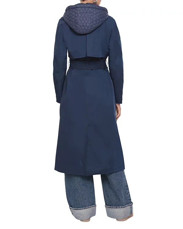 Navy Long Sleeves Trench Coat