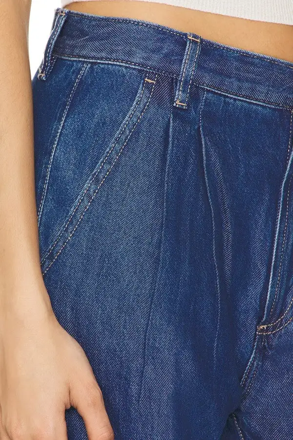 Classic Blue High-Waisted Denim Trousers